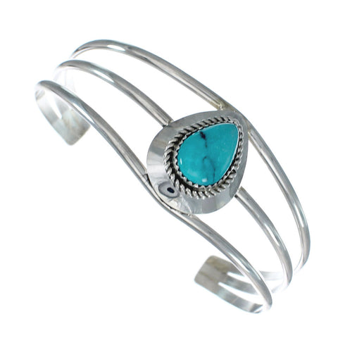 Native American Turquoise Sterling Silver Tear Drop Navajo Cuff Bracelet NX11628